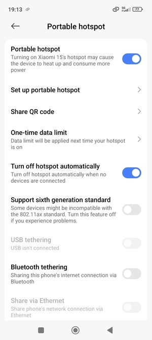 Your phone is now set up for use as a modem
