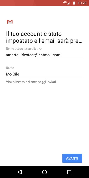 Scegli un nome per il tuo account e inserisci il tuo nome. Seleziona AVANTI