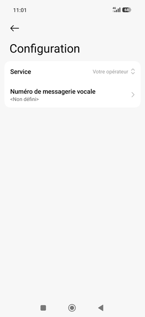 Sélectionnez Numéro de messagerie vocale