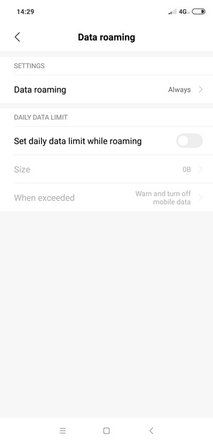 Select Data roaming