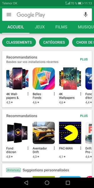 Sélectionnez la barre de Recherche