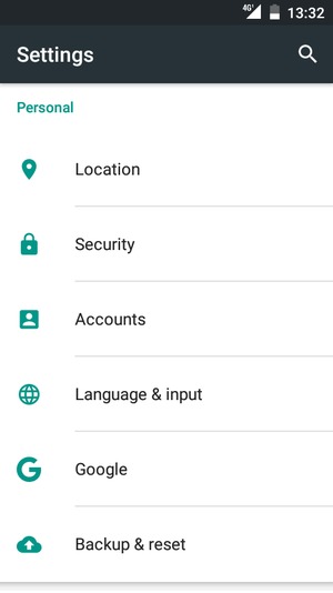 Scroll to and select Security