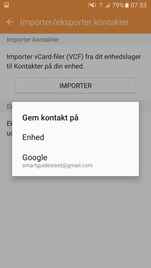 Vælg din Google konto