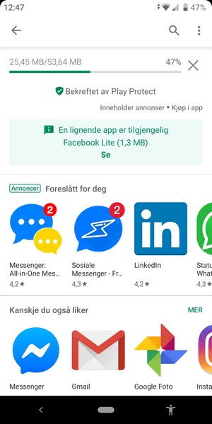 Vent til installasjonen er ferdig
