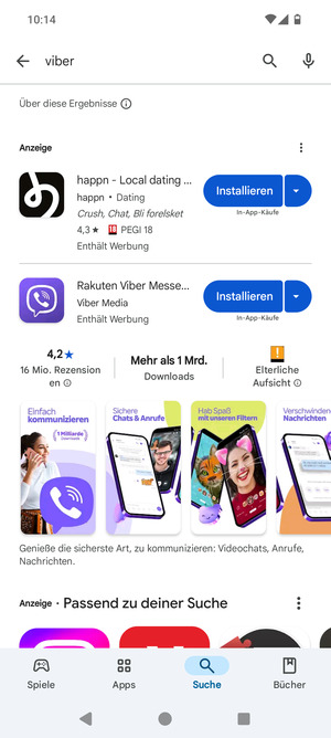 Wählen Sie die App