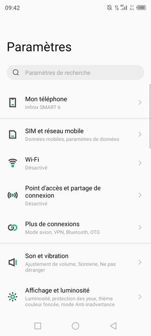 Sélectionnez SIM et réseau mobile