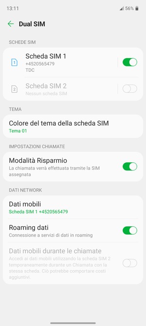 Attiva o disattiva Roaming dati