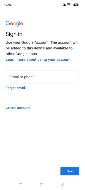 Enter your Gmail address and select Next
