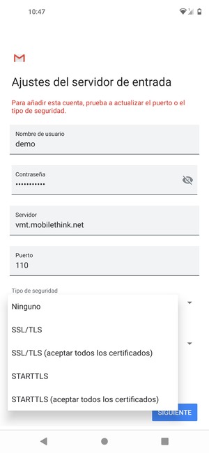 Seleccione Ninguno y SIGUIENTE