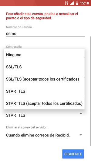 Seleccione Ninguna y SIGUIENTE
