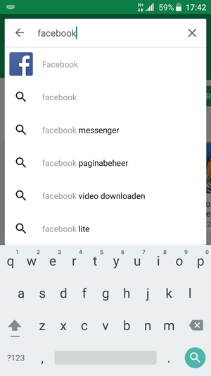 Voer de app-naam in en selecteer Zoek