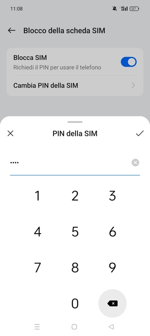 Inserisci PIN attuale della SIM e seleziona OK