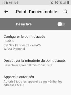 Activer le Point d'accès Wi-Fi