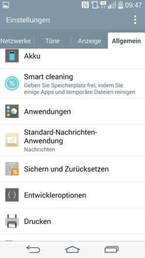 Scrollen Sie und wählen Sie Sichern und zurücksetzen