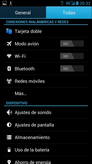 Seleccione Todas y Redes móviles