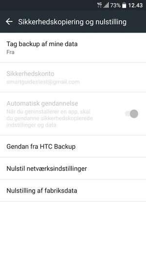 Vælg Tag backup af mine data
