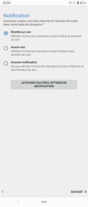 Sélectionnez votre option préférée et sélectionnez SUIVANT