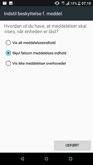 Vælg din foretrukne mulighed og vælg UDFØRT