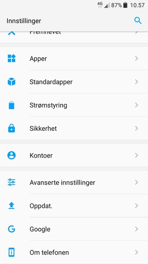 Bla til og velg Sikkerhet