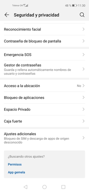 Desplácese y seleccione  Ajustes adicionales