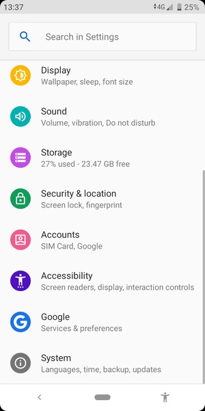 Return to the Settings menu and select Accounts