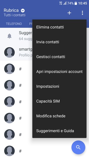 Seleziona Gestisci contatti