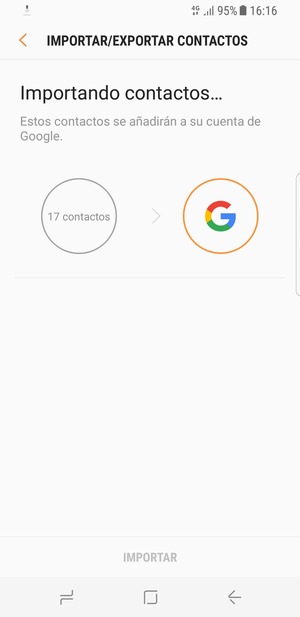 Sus contactos se guardarán en su cuenta de Google y se guardarán en su teléfono la próxima vez que Google sea sincronizado.