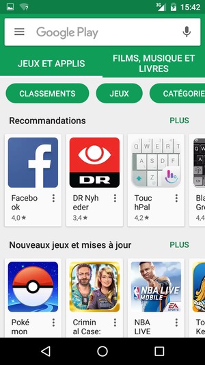 Sélectionnez la barre de Recherche