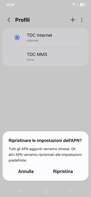 Seleziona Ripristina