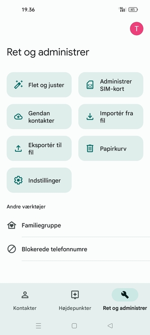Vælg Administrer fra SIM-kort