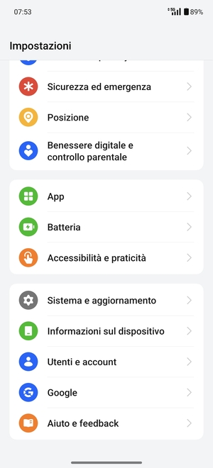Scorri e seleziona Utenti e account