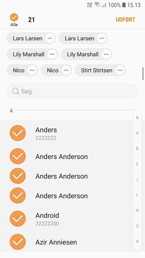 Vælg UDFØRT