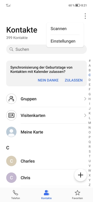 Wählen Sie Einstellungen