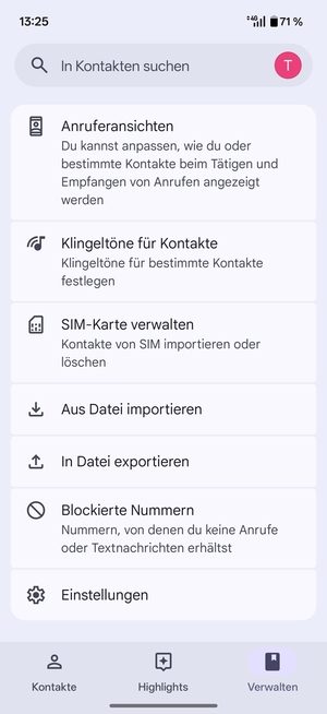 Scrollen Sie und wählen Sie SIM-Karte verwalten