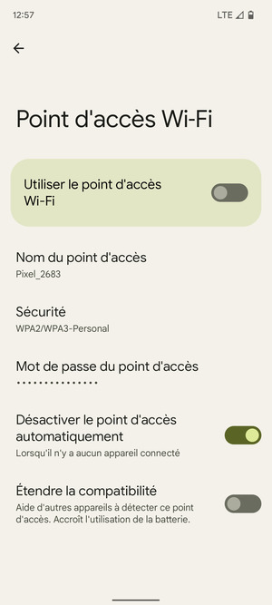 Sélectionnez Mot de passe du point d'accès