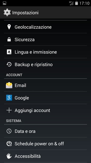 Torna al menu Impostazioni e seleziona Google
