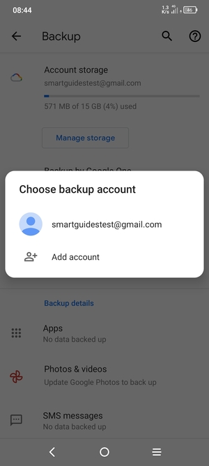 Select your backup account