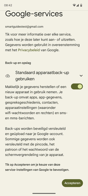Selecteer Accepteren