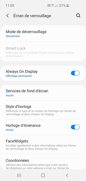 Sélectionnez Mode de déverrouillage