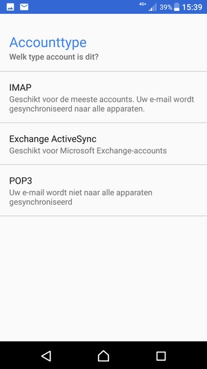 Selecteer Exchange ActiveSync
