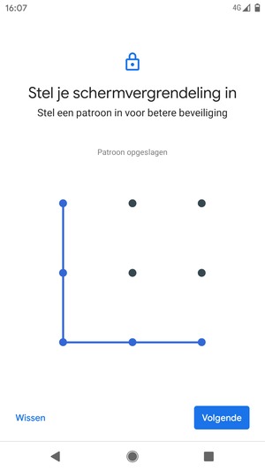 Teken een ontgrendelingspatroon en selecteer Volgende