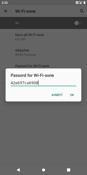 Skriv inn et Wi-Fi hotspot-passord på minst 8 tegn og velg OK