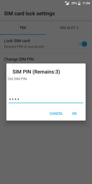 Enter your Old SIM PIN and select OK