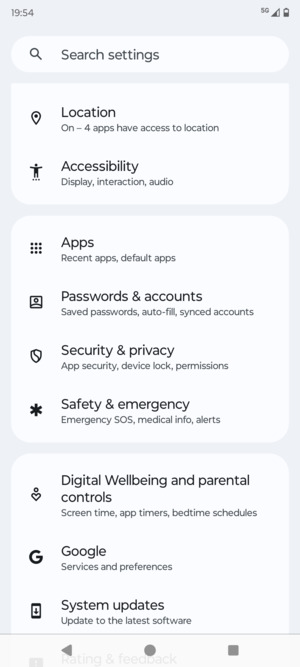 Scroll to and select Passwords & accounts