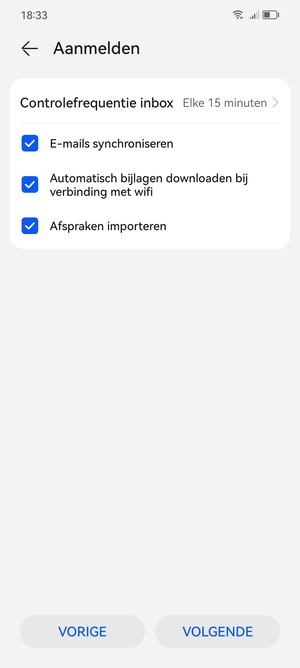 Selecteer VOLGENDE