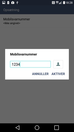 Indtast Mobilsvarnummer og vælg AKTIVER
