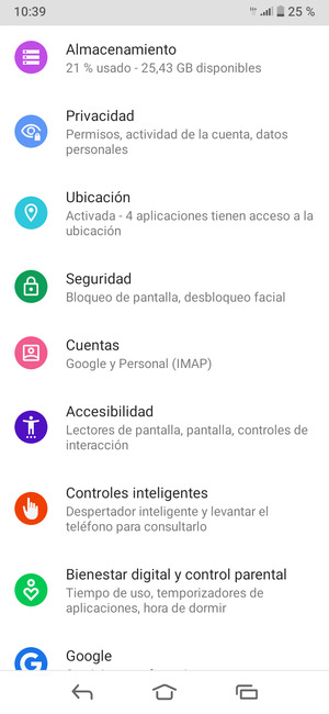 Vuelva al menú Ajustes y seleccione Cuentas