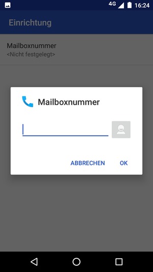 Geben Sie die Mailboxnummer ein und wählen Sie OK