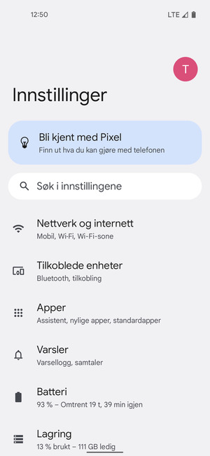 Velg Nettverk og internett