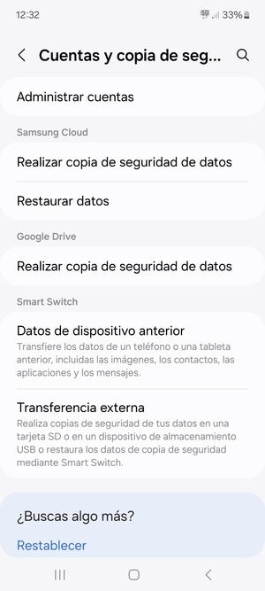 Seleccione Administrar cuentas
